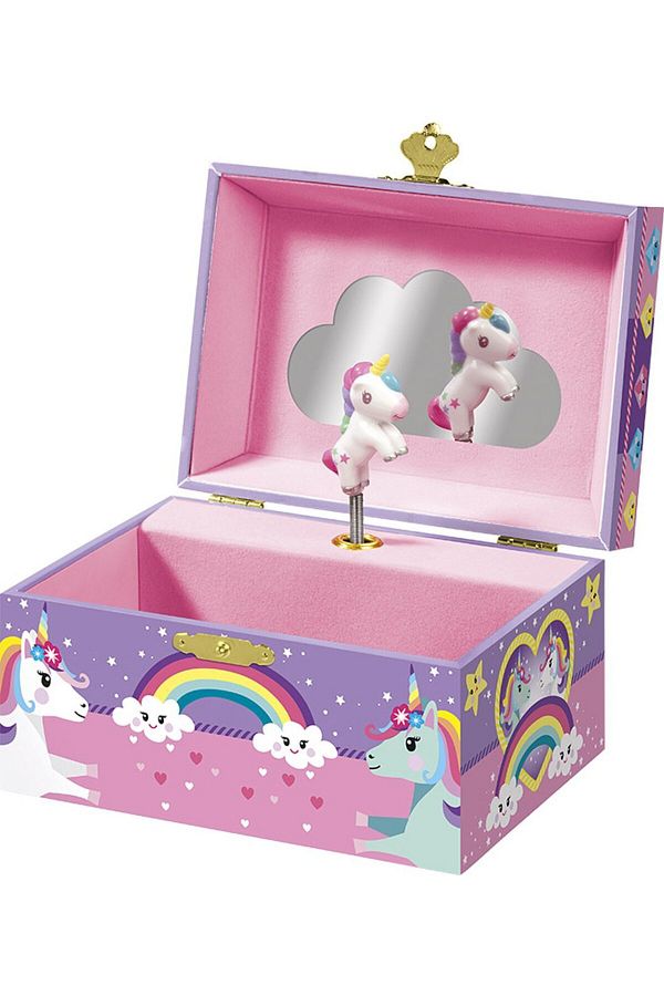 Totum-Cutie muzicala pentru bijuterii cu figurina unicorn si oglinda 1
