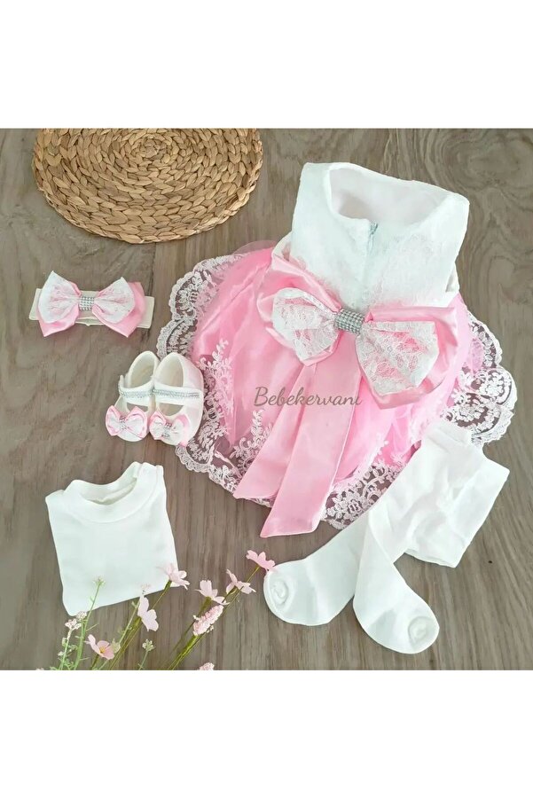 bebe kervanı Kız Bebek Pembe MevlütTakımı  Elbisesi  0-3 Aylık BBK916