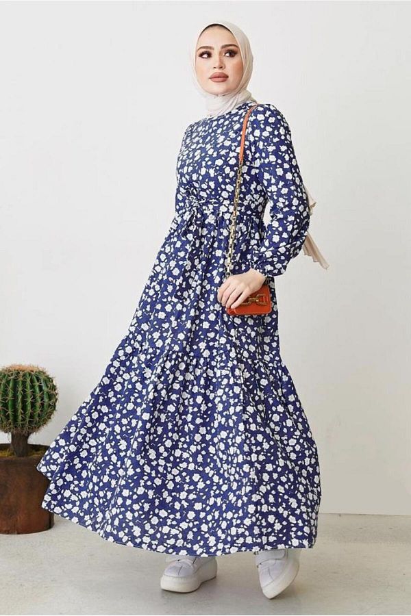 TRENDTESETTÜR-ROCHIE DE FEMEIE ALBASTRĂ CU MOLAN DE FLORI T 004 1