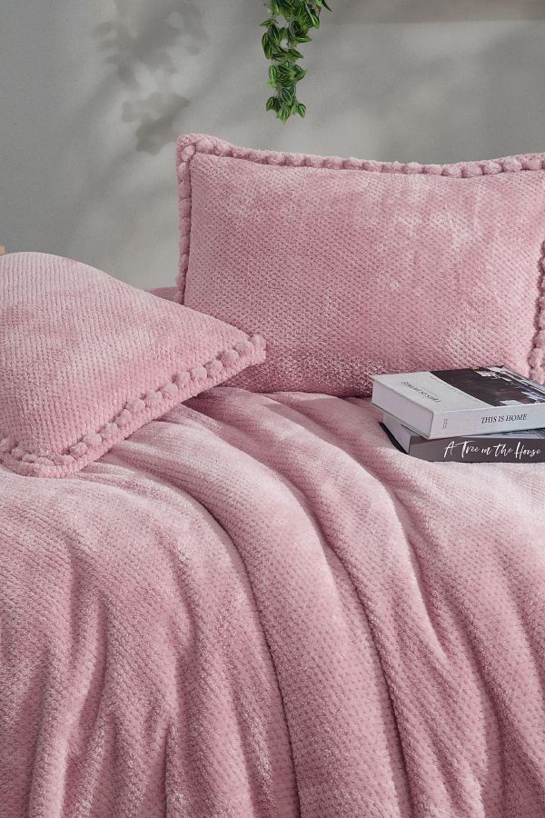 Clasy-Welsoft Single Pompom Detailed Bedspread Set 1