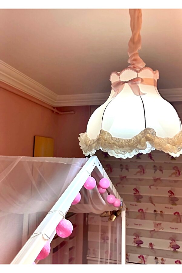 LULUAVİZEM Patentli Özel El Dikim, Elde Yıkanabilir Başlık Pudra Pembe Bebek Çocuk Genç Avize