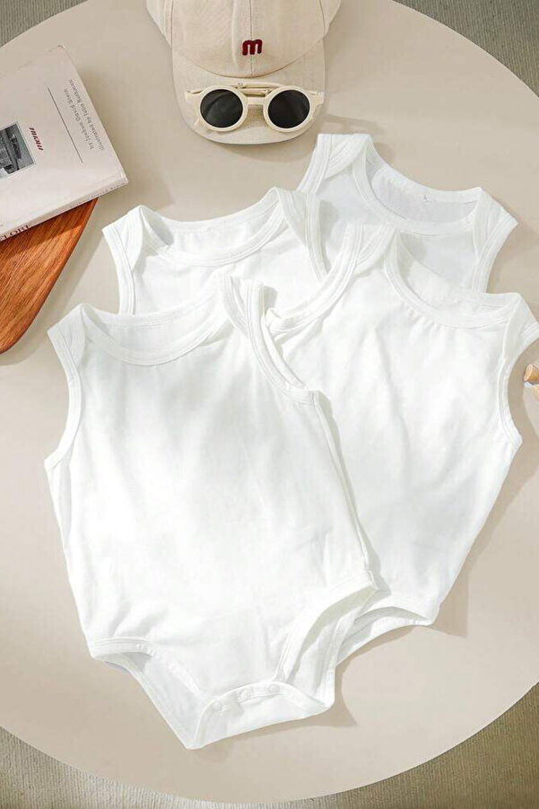 MADALİNA %100 PAMUKLU SIFIR KOL 4'LÜ SETDÜZ KREM ZIBIN BODY