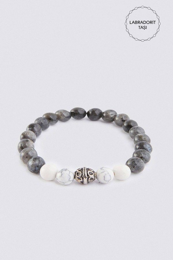 Twn-Nickel Cube Labradorite Natural Stone Men's Bracelet 1