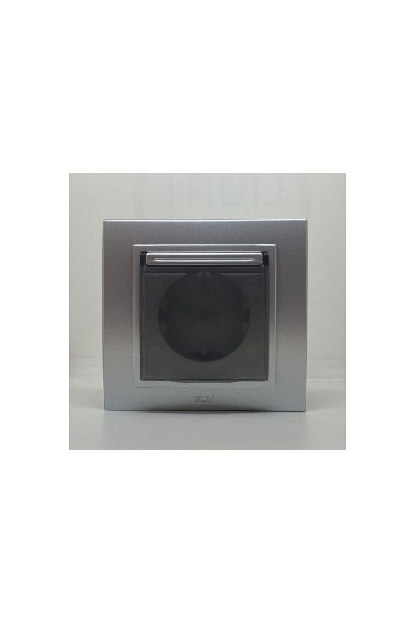 ELBİ-Metallic Gray Zena - with Covered Ground and Socket Switch Frame 1