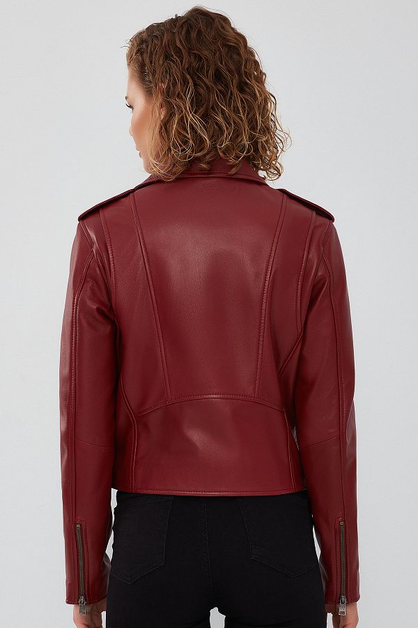 New look red leather jacket discount