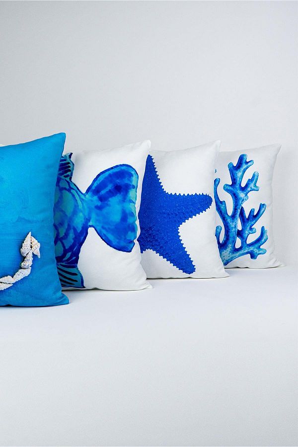 Cango Home-Blue Marine Patterned 4-Piece Digital Printed Throw Pillow Set - 4Kmbs001-Ct 1