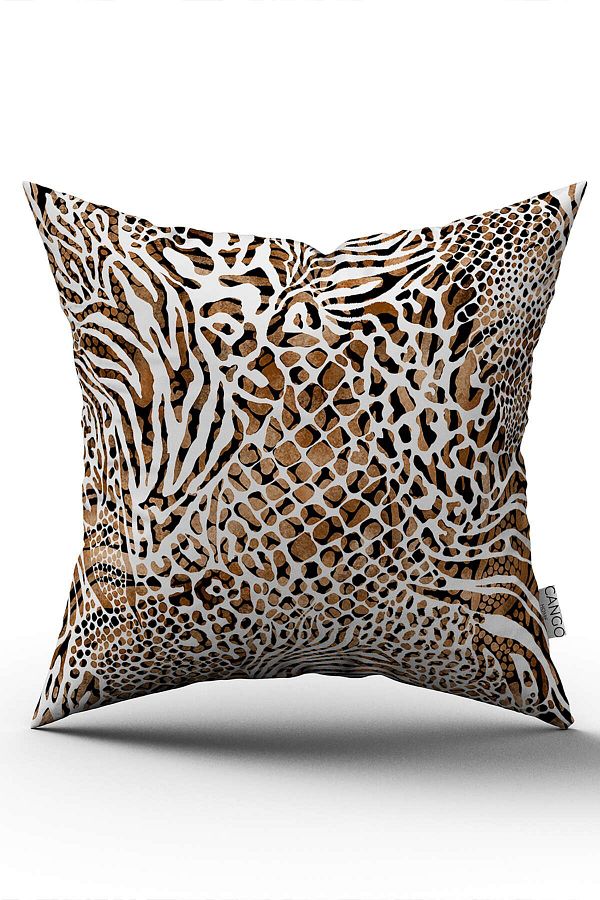 Cango Home-Double Sided Brown White Leopard And Zebra Pattern Digital Printing Throw Pillow Pillow Case - Cgh346-c 1