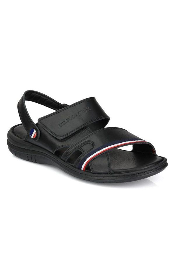 U.S. Polo Assn.-Dav's Genuine Real Leather Black Anatomical Sole Male Slippers 1