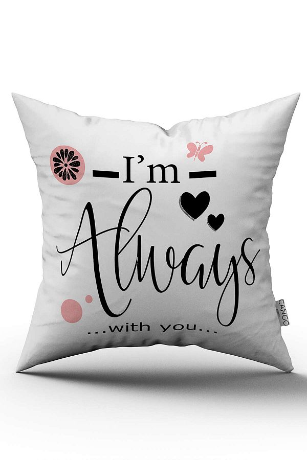 Cango Home-White Pink I'M Always with You Written Digital Printing Throw Pillow Pillow Case - Cgh424 1