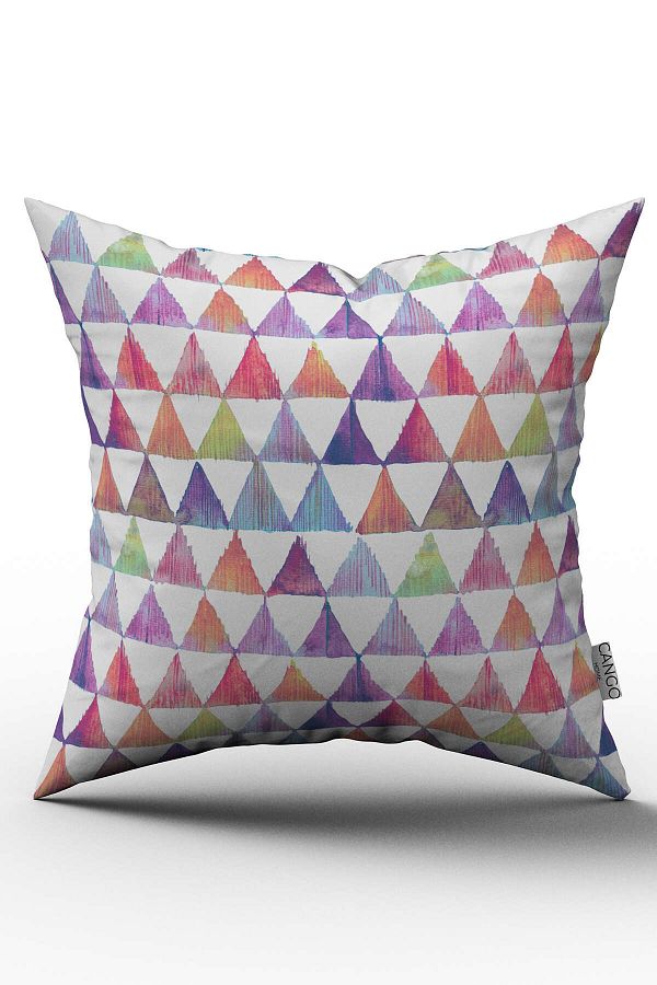 Cango Home-White Multicolor Geometric Patterned Throw Pillow Pillow Case - Cgh258 1