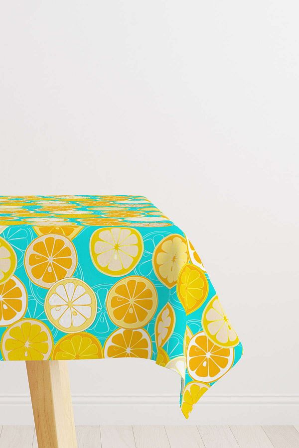 Cango Home-Yellow Green Lemon Patterned Digital Printed Tablecloth Oytyk919-ms 1