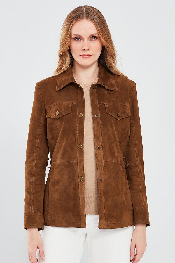 Suede collar jacket best sale