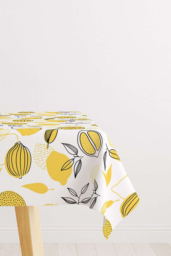 Cango Home-White Yellow Lemon Patterned Digital Printed Tablecloth Oytyk911-ms 1