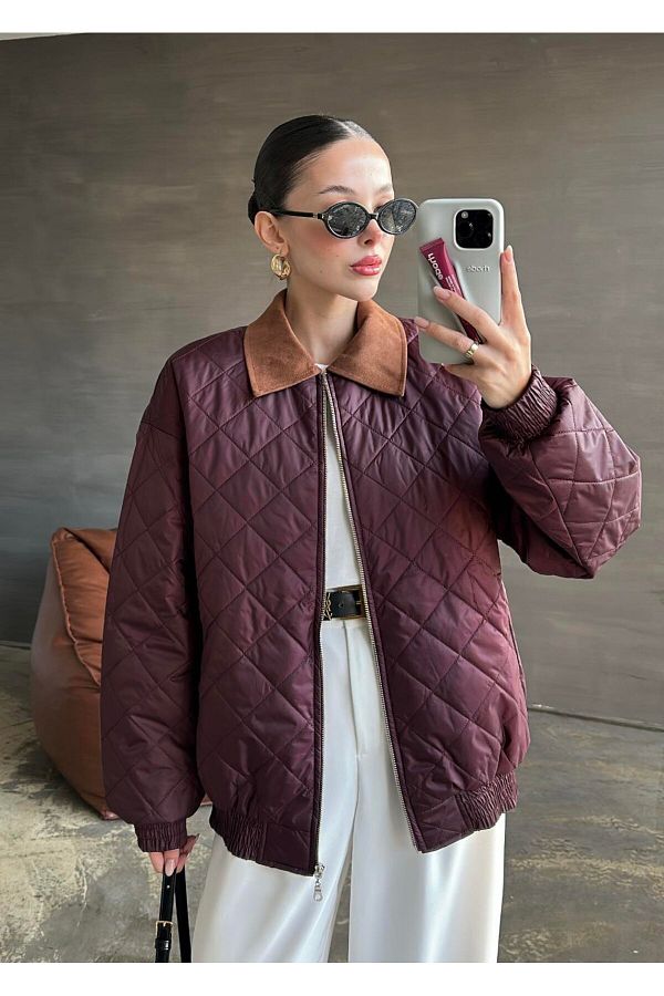 Suede quilted jacket deals