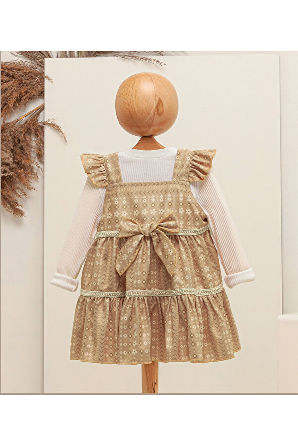 Gocoland Kız Bebek Kadife Jile / Elbise ve Fitilli Çıtçıtlı Badi İkili Takım