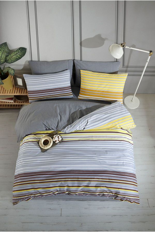 Lorien-Rola, Patterned Double, Elastic Sheet, Double Sided Use Duvet Cover Set 1