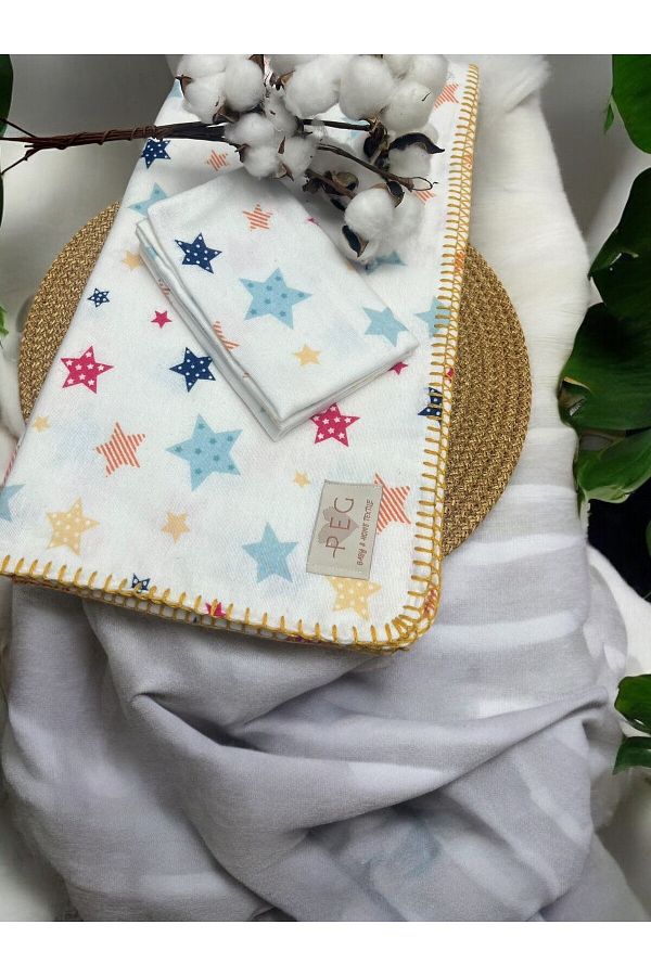 PEG BABY-Flannel Baby Blanket And Pillowcase Double Layer Multi-Purpose Blanket 1