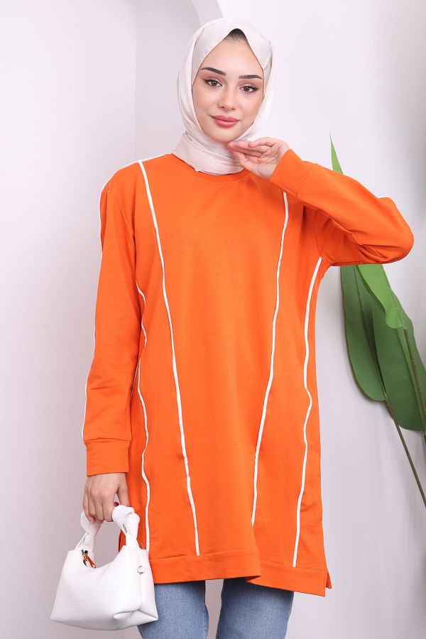 İmajButik-تونيك برتقالي بخيطين مع خطوط أمامية 1
