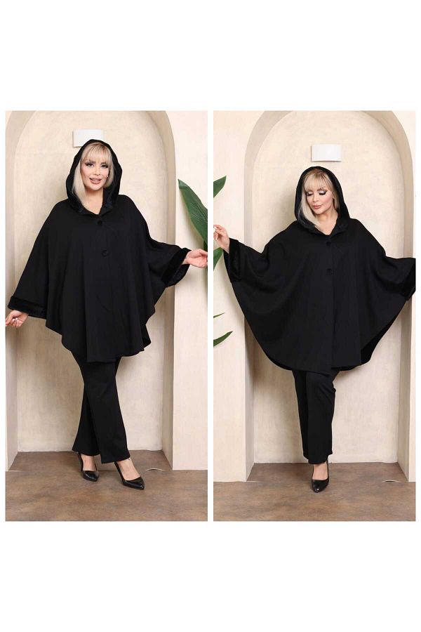 Eceyaman moda Women s Plus Size Hooded Poncho Coat Trendyol