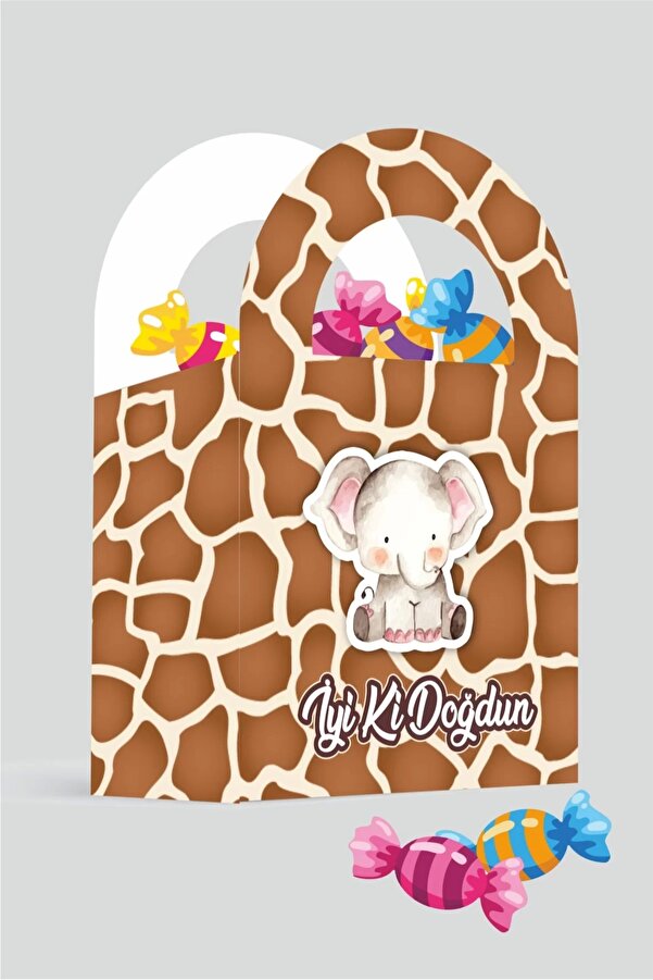 neşeli günlerim Safari Pastel Temalı Mini Çanta 12x7 Cm *8'li Paket