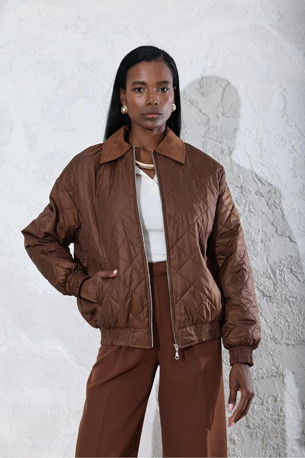 Suede quilted jacket deals