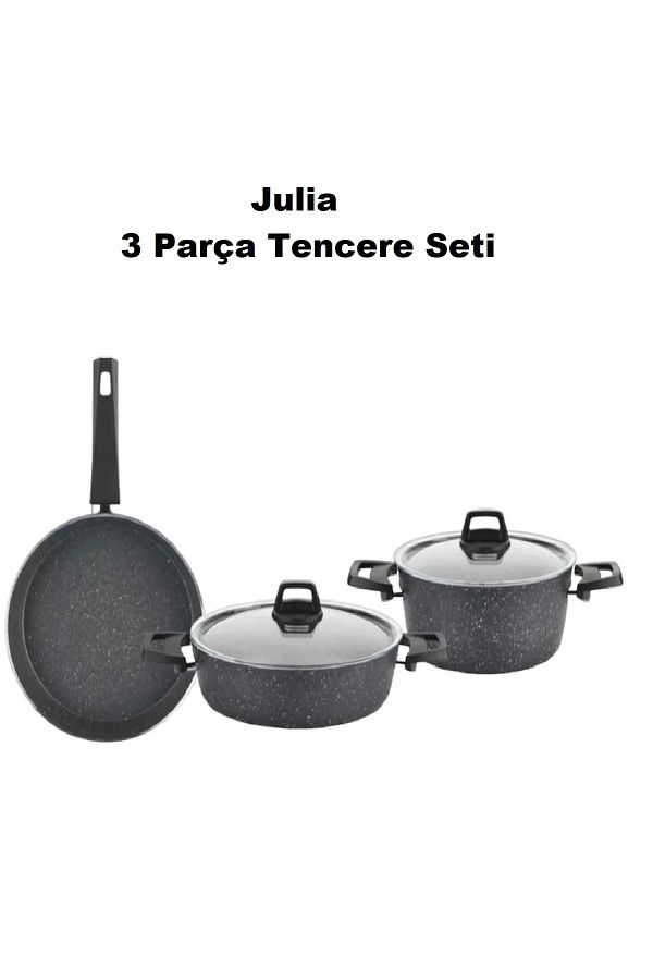 Bayev-Gray Julia 5-Piece Cookware Set with Pan Lid, Deep Pot and Dowry Set 1