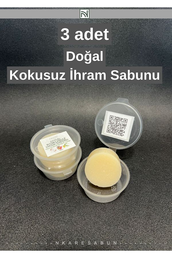 nkare-Ihram Soap - 3 Natural 30's Grams. Unscented, Natural Ihram Soap for Umrah - Ihram Soap 1