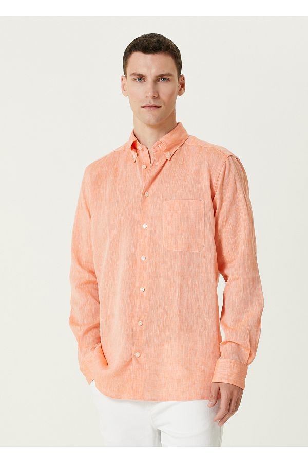 Eton-Orange Linen Shirt Size: 40 1