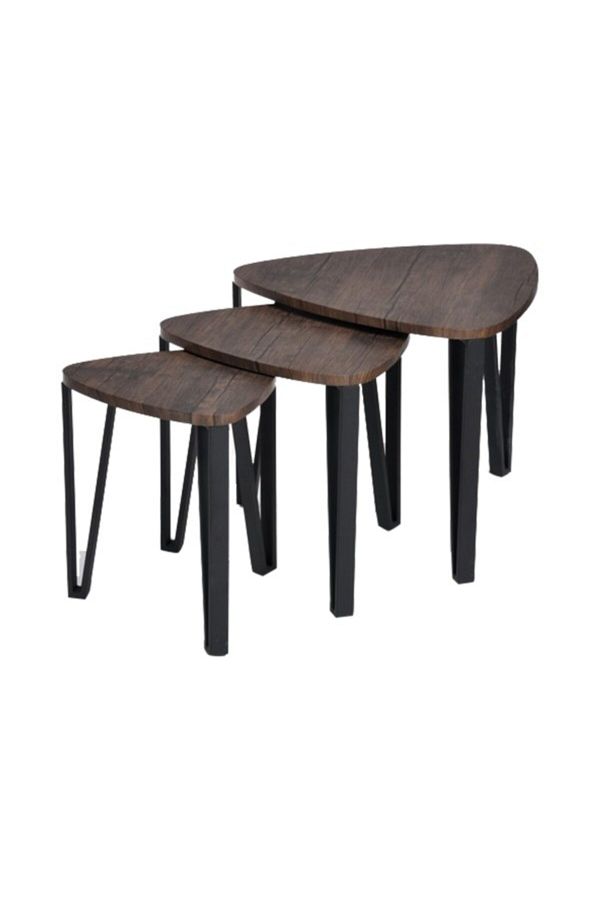 micasa-3-Piece 3-Leg Triangular Stylish Nesting Table Set 1