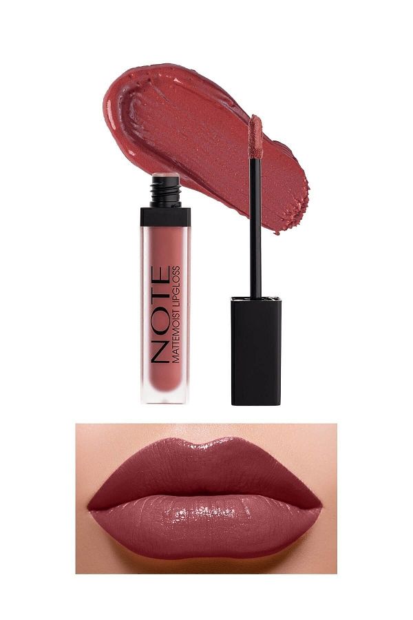 NOTE-Mattemoist Lipgloss Semi Matte Satin Finished Liquid Lipstick 404 Jolly - Red Brown 1