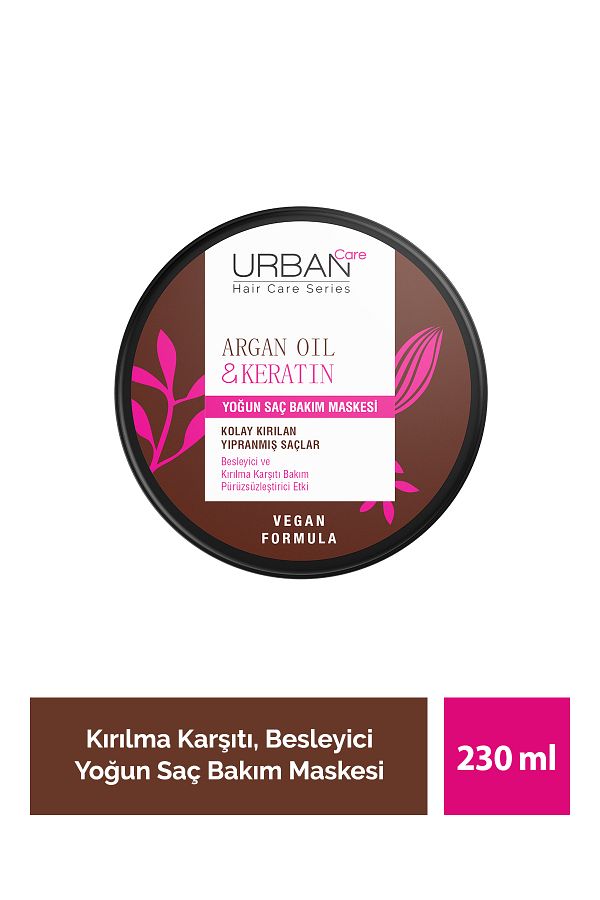 Urban Care-Argan Oil & Keratin Easy Break Intensive Hair Care Mask for Damaged Hair-230Ml-Vegan 1