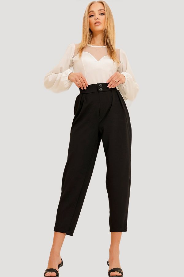 Trend Alaçatı Stili-Women's Black High Waist Carrot Pants ALC-X11148 1
