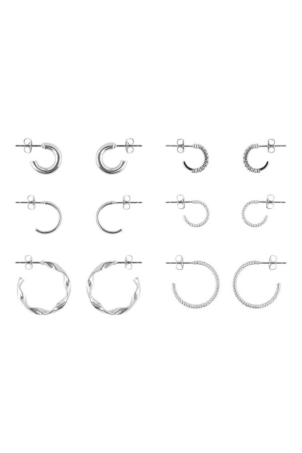 PIECES-LADIES HOOP OHRRINGS 6ER-PACK 
 
 GRÖSSE: 
 1: Ø 11 mm, B 1 mm 
 2: Ø 10 mm, B 1 mm 
 3: Ø 20 mm, B 2 mm 
 4: Ø 1 1