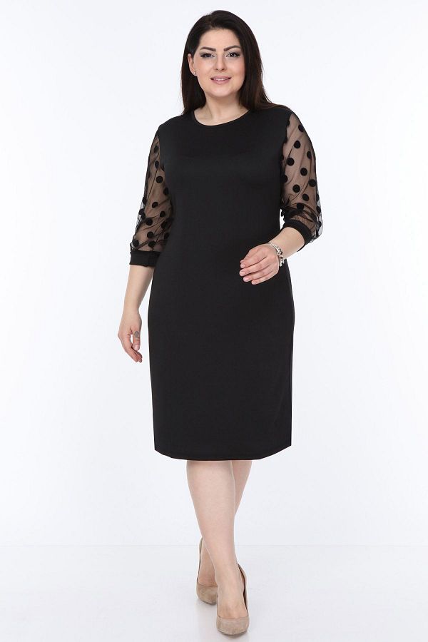 modayız-Rochie cu mâneci flocate cu buline marimi mari 12e-08951 1