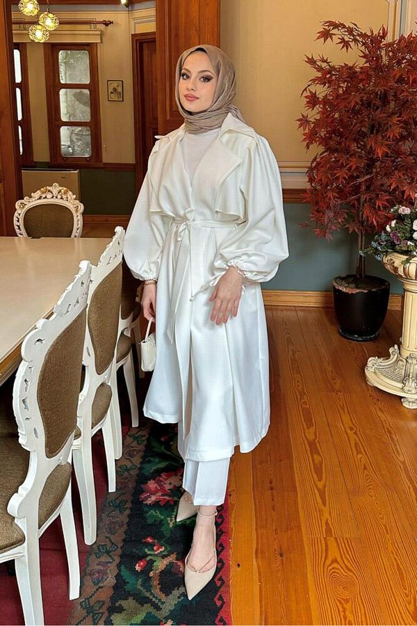 Oven-Ecru Misha Crepe Trench 1