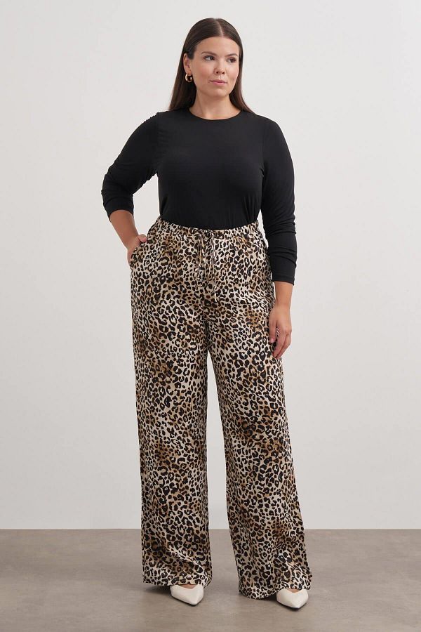 MYLİNE-LEOPARD PATTERNED TROUSERS WITH ELASTIC WAIST 1