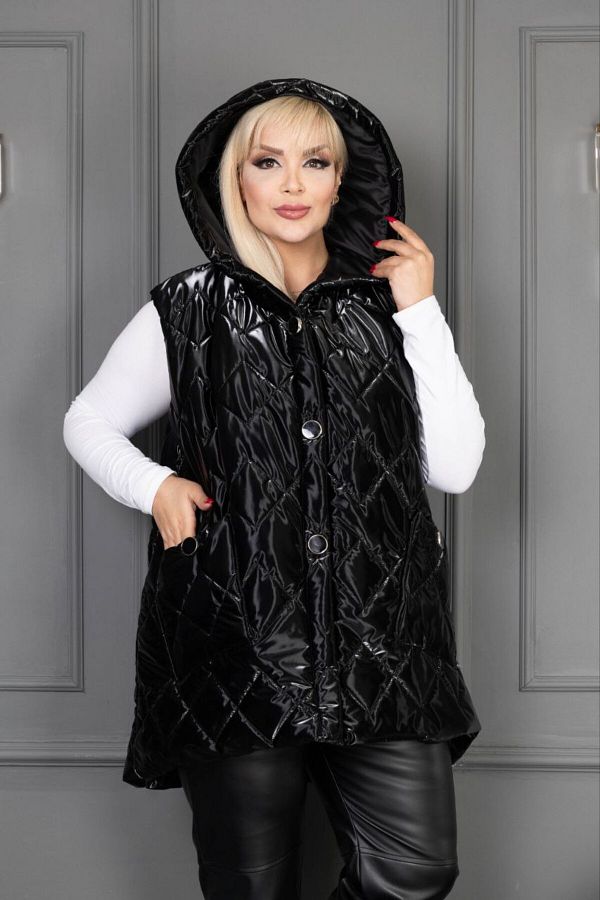 Women's plus size puffer vest with hood new arrivals