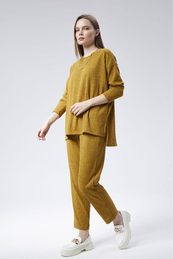 soBasic-Mustard Knitwear Comfort Double Set 1