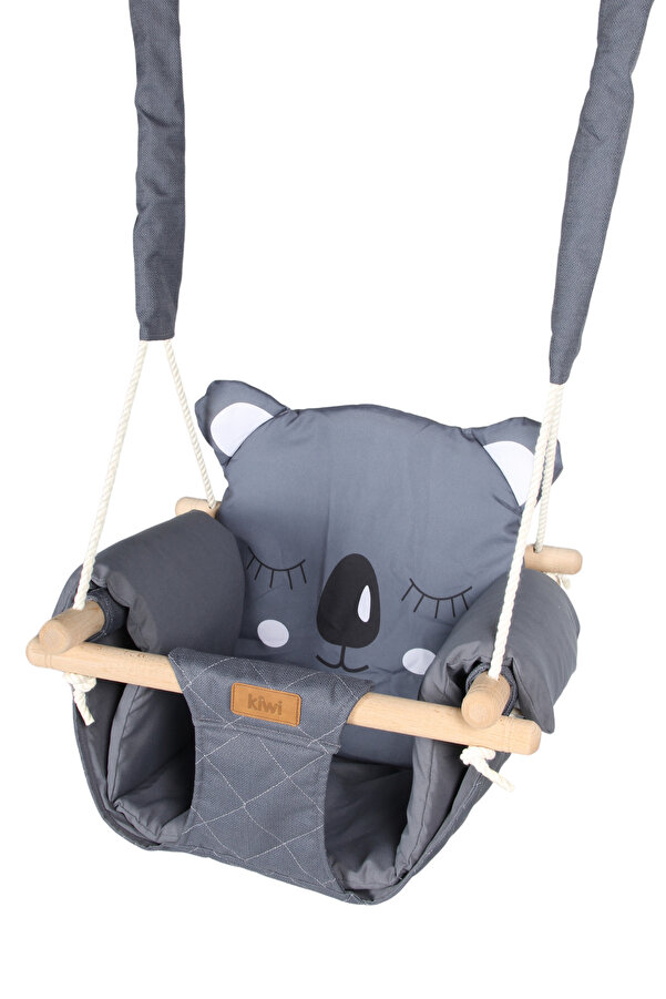 Kiwi Figürlü Ahşap Salıncak, Minderli, Bebek Salıncak, Ev Tipi Salıncak, Bahçe Çocuk Salıncak