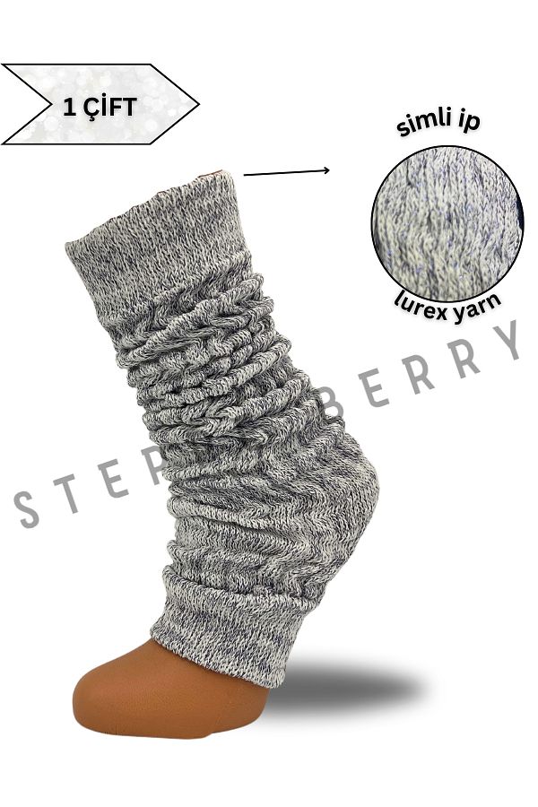 STEPPE BERRY-Șosete de damă cu jambiere argintii 1