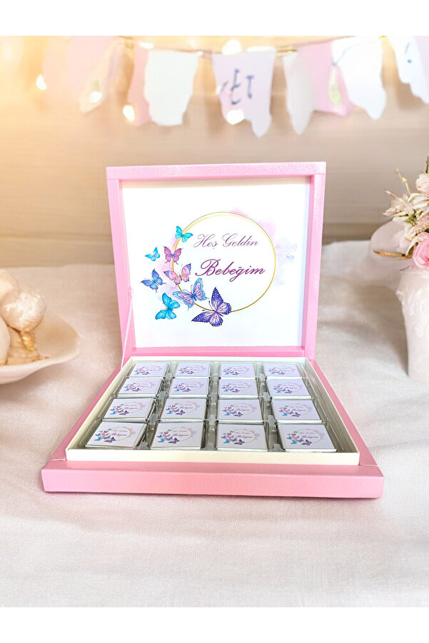 altıniz gıda (ELİTÇİKOLATA) Isme Özel Kelebek Kız Bebek Çikolatası Dogum-yaş Günü-hediyelik Çikolata48 Adt