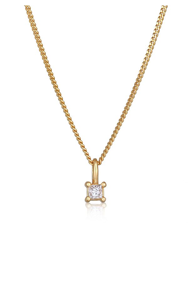ELLI-Elegante Solitaire-Halskette mit Diamanten – quadratisches Design, 0,1 ct., 925er Sterlingsilber 1