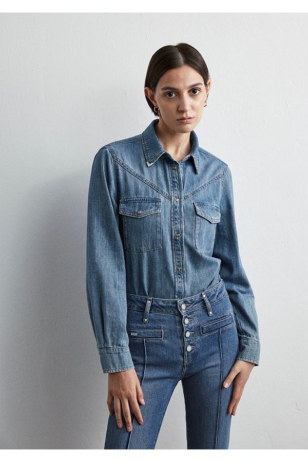 Mavi Dixie Blue Jean Shirt Fitted / Body Fitted Cut 1210994 -89499 -  Trendyol