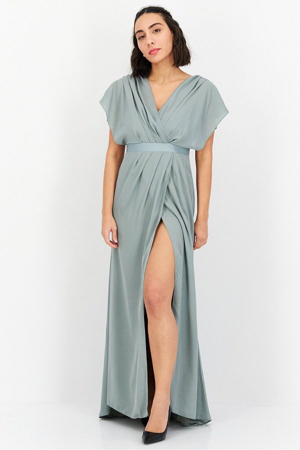 Asos Design-Women Cowl Neck Plain Bridesmaid Dress, Sage Green 1