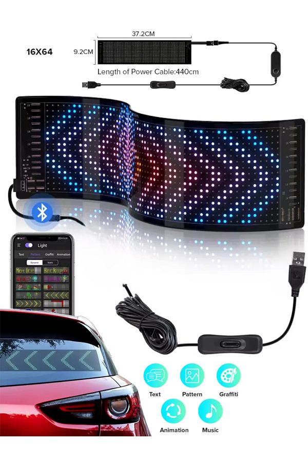 MATECHNO-Rgb Led Matrix Panel - App Control Controlled, Workplace Automobile Truck Sticking Screen 1