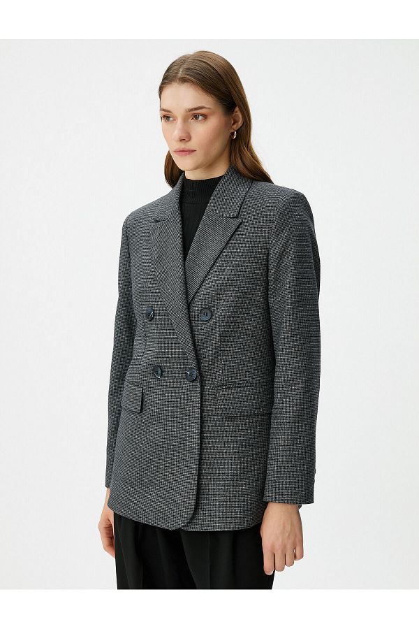 Koton-Oversize Blazer Jacket Double Breasted Buttons with Flap Pockets 1