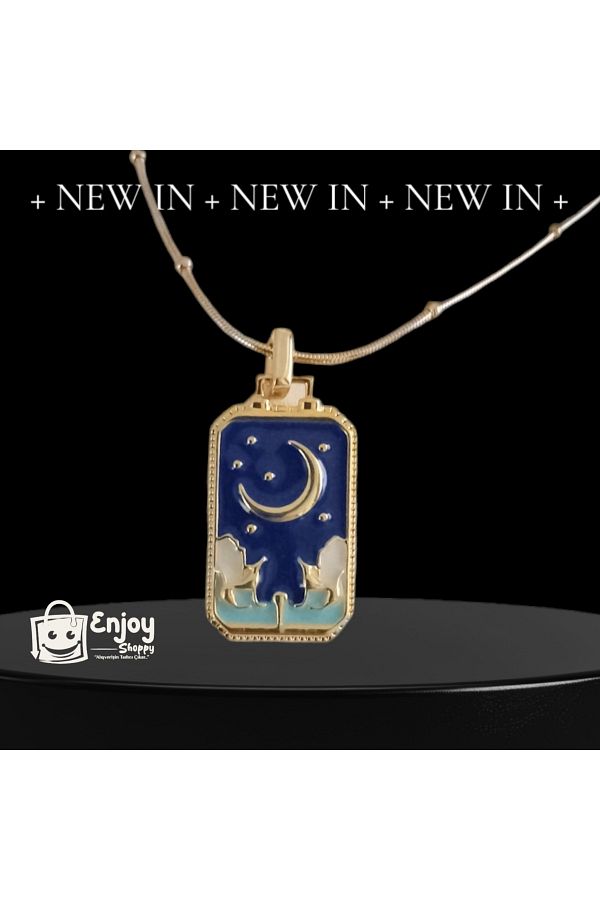 Enjoy-Tarot Moon Star Steel Necklace Custom Design # Gift # Birthday # Stylish Necklace 1