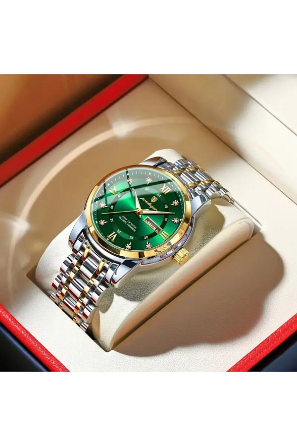 POEDAGAR Men s Wrist Watch Luminous Display Date and Week Function Stainless Steel Waterproof Trendyol