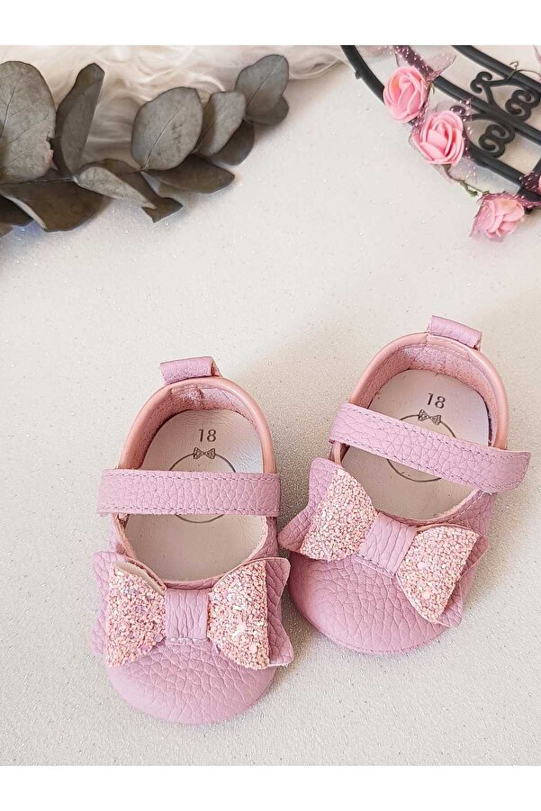 MİNİBİRİ Pembe Kız Bebek Ayakkabısı İlk Adım Babet