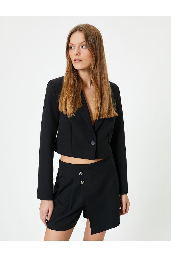 Koton-Short Blazer Jacket Single Button 1